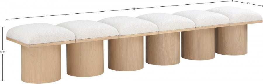 Banc Art Déco Pavilion 6pc en Bouclé et Chêne Naturel