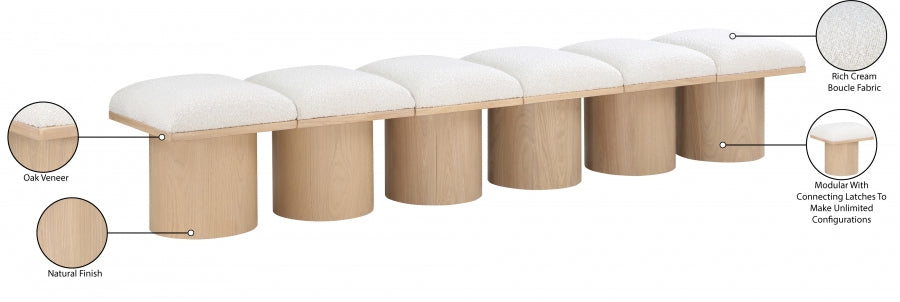 Banc Art Déco Pavilion 6pc en Bouclé et Chêne Naturel