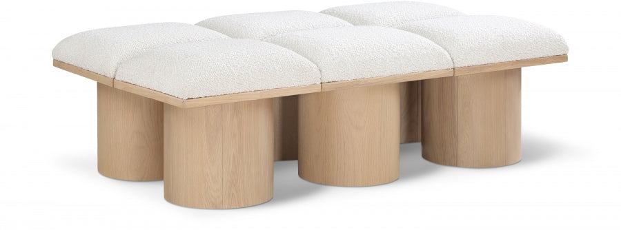 Banc Pavilion 6pc : Siège Art Déco en Bouclé et Chêne Naturel
