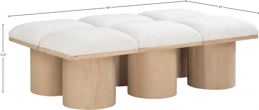 Banc Pavilion 6pc : Siège Art Déco en Bouclé et Chêne Naturel