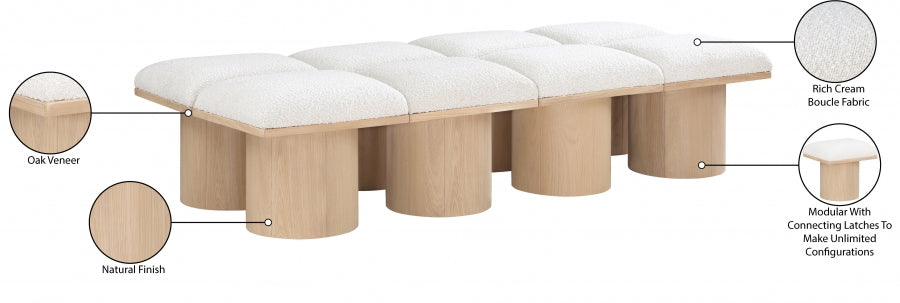 Pavillon Banc 8pc : Modulaire Art Déco en Bouclé Naturel