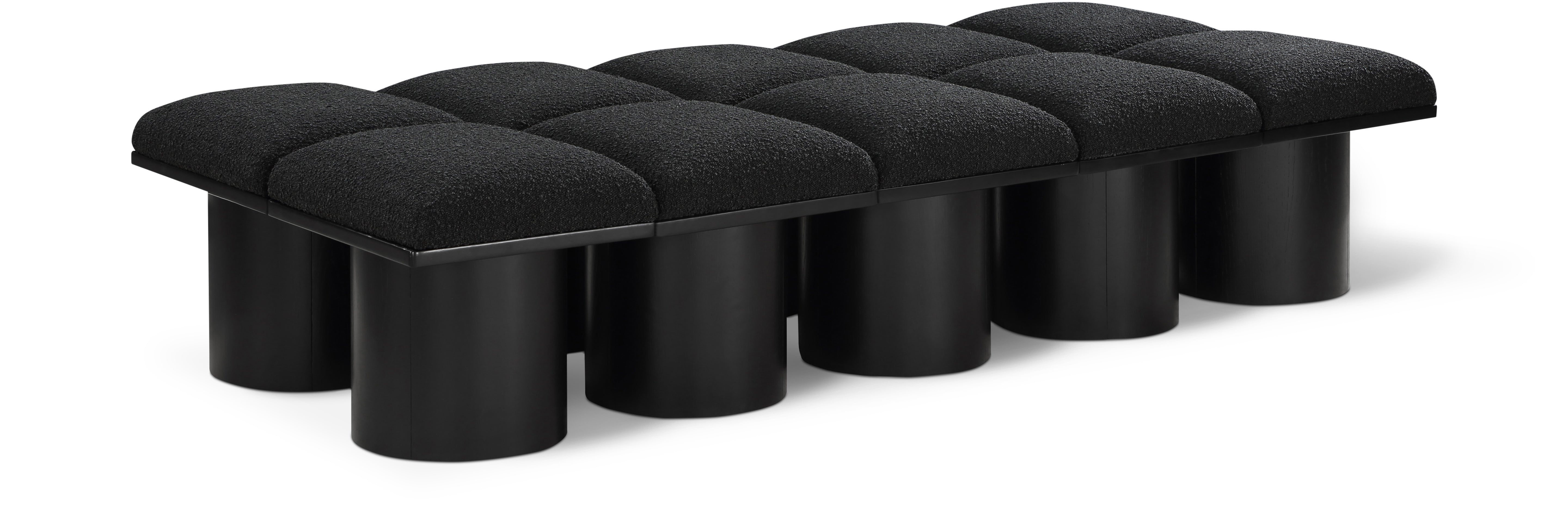 Banc Modulaire Pavilion 10pc : Bouclé Noir et Style Art Déco