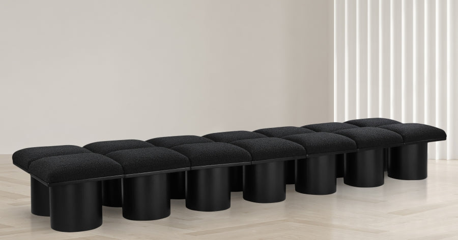 Banc Pavillon 14pc : Siège Modulaire Bouclé Noir Art Déco