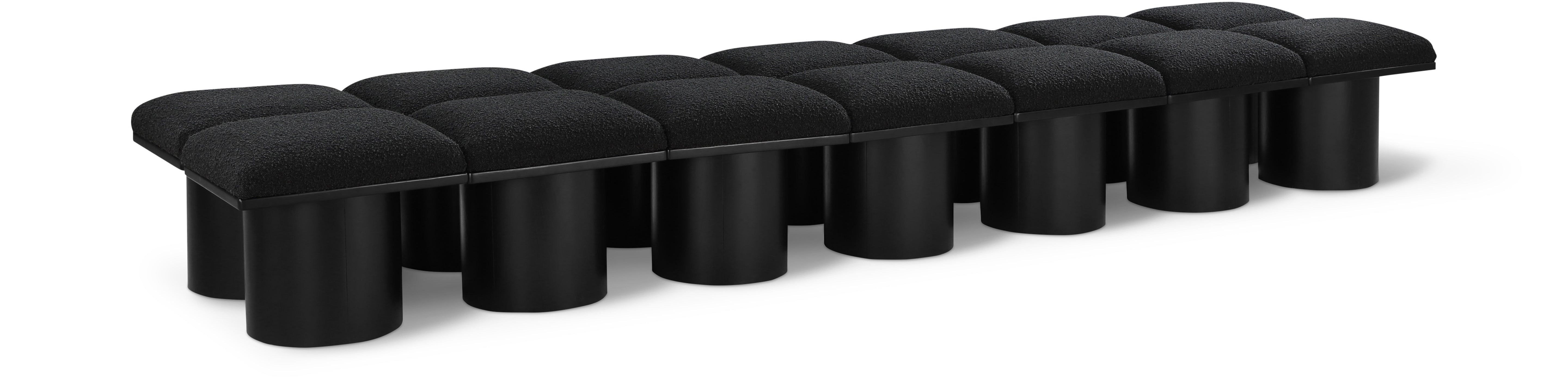 Banc Pavillon 14pc : Siège Modulaire Bouclé Noir Art Déco