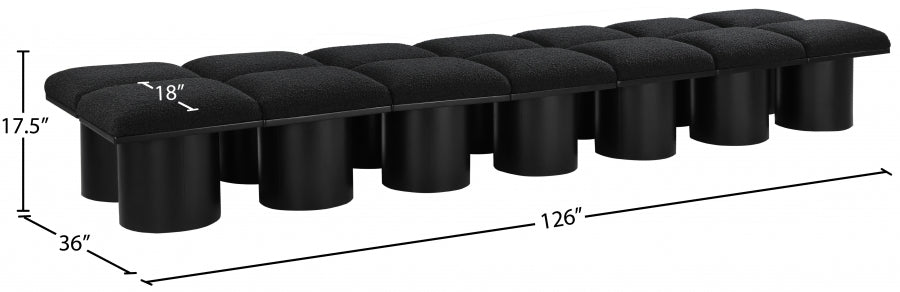 Banc Pavillon 14pc : Siège Modulaire Bouclé Noir Art Déco
