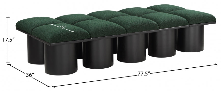 Banc Modulaire Pavilion 10pc : Bouclé Noir et Style Art Déco
