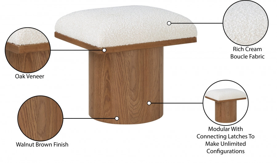 Banc Modulaire Pavilion : Tissu Bouclé et Chêne Brun Noyer