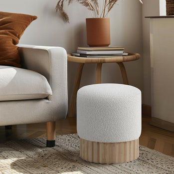 Pouf/tabouret en tissu boucle Veranda