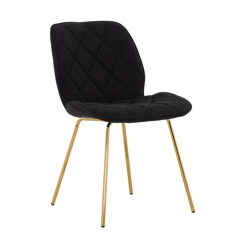 Chaises de salle à manger capitonnées noires et or