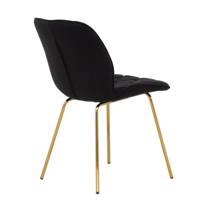 Chaises de salle à manger capitonnées noires et or
