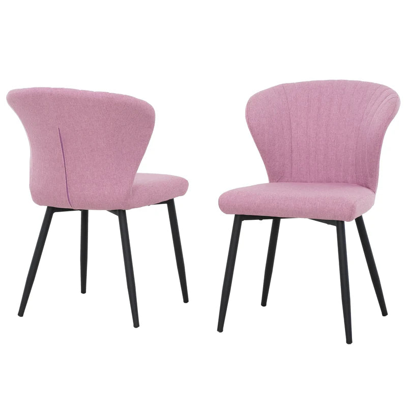 Chaises roses modernes avec pattes noires - Lot de 2