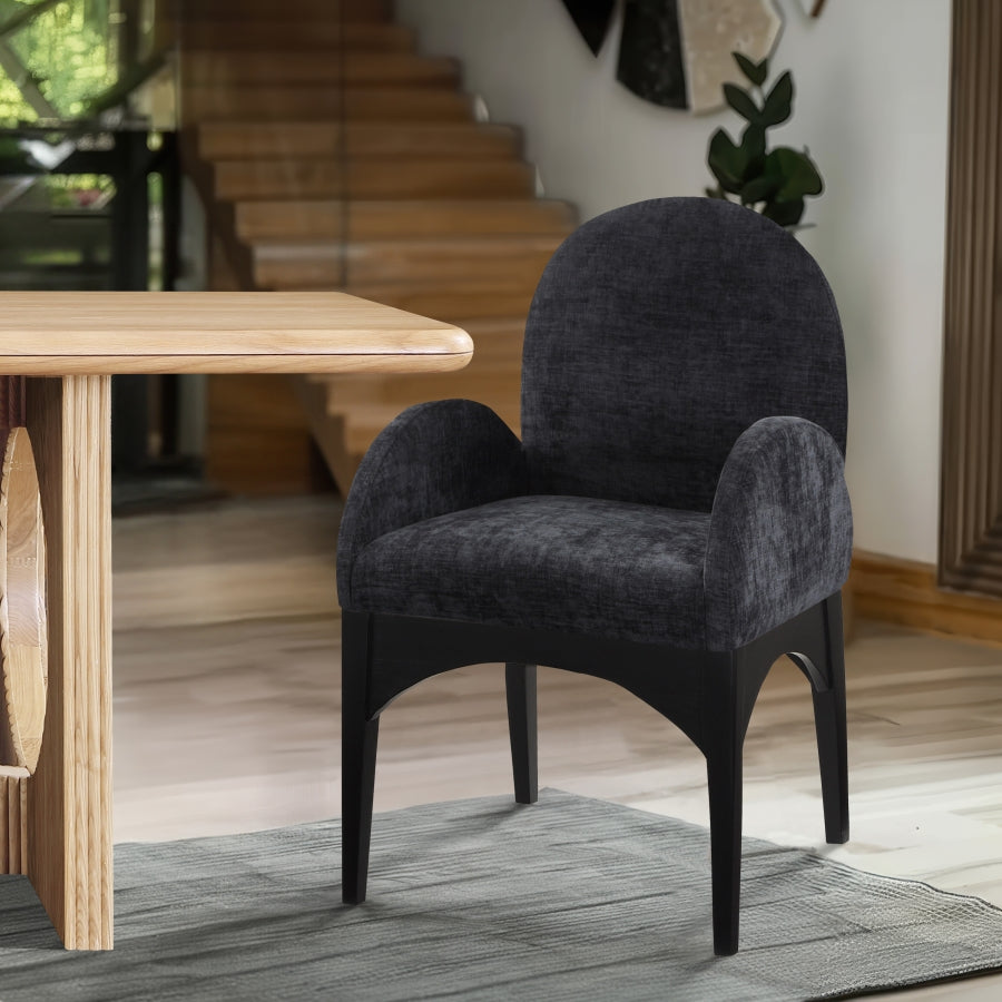 Fauteuil de salle à manger en tissu chenille Waldorf