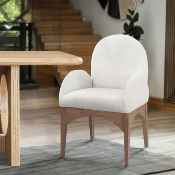 Fauteuil de salle à manger en tissu boucle Waldorf