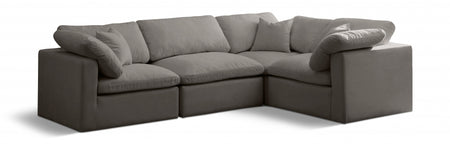 Canapé sectionnel modulaire confort standard en velours pelucheux