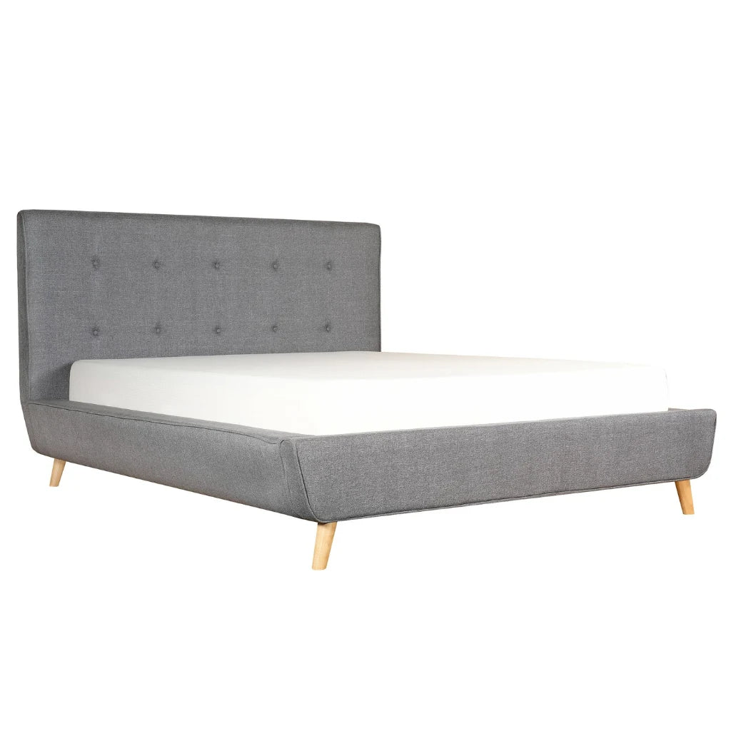 Kamryn2 : Le Lit en Lin Slate et Pieds en Bois Massif