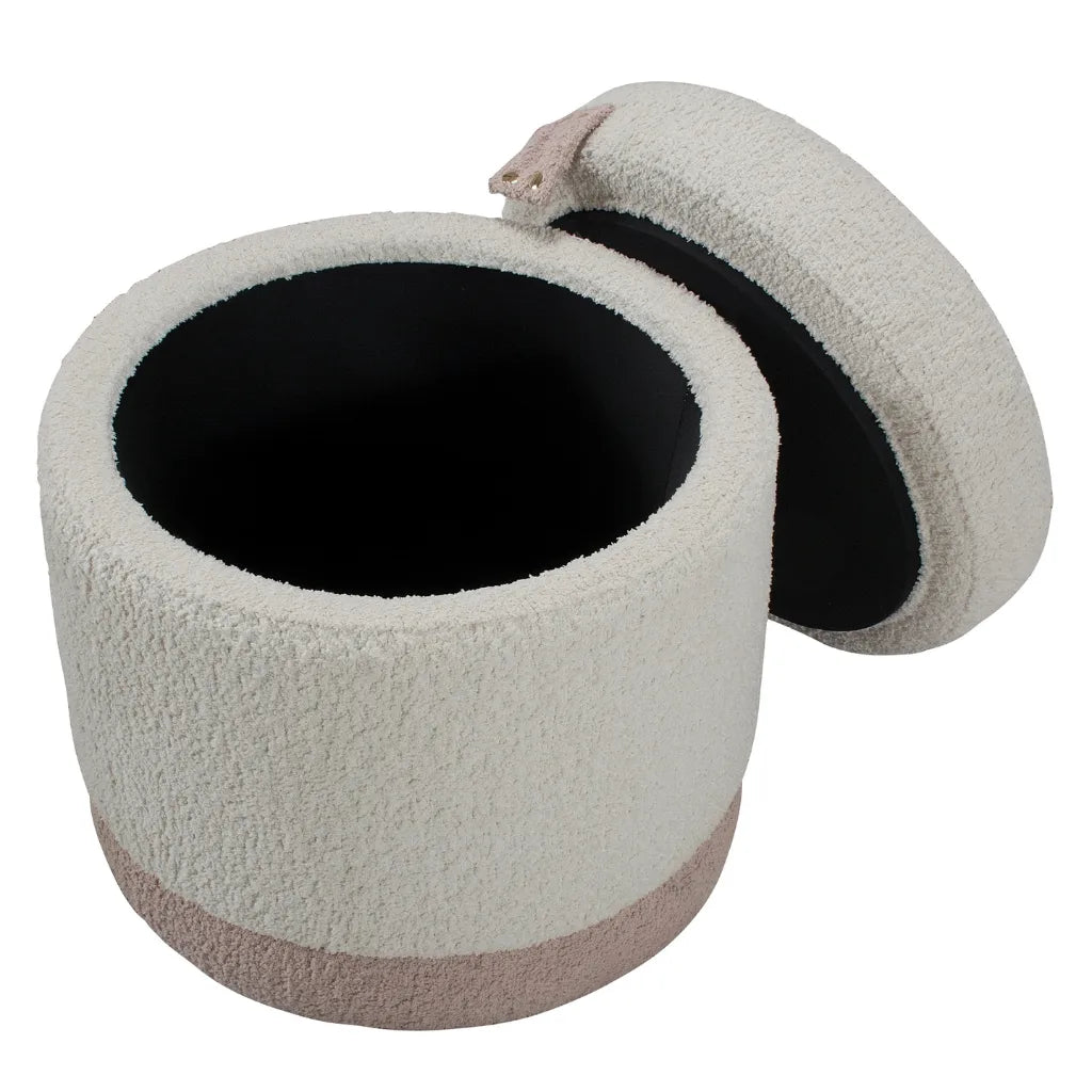 Pouf Cava Barksdale | Texture Bouclée et Coffre Secret