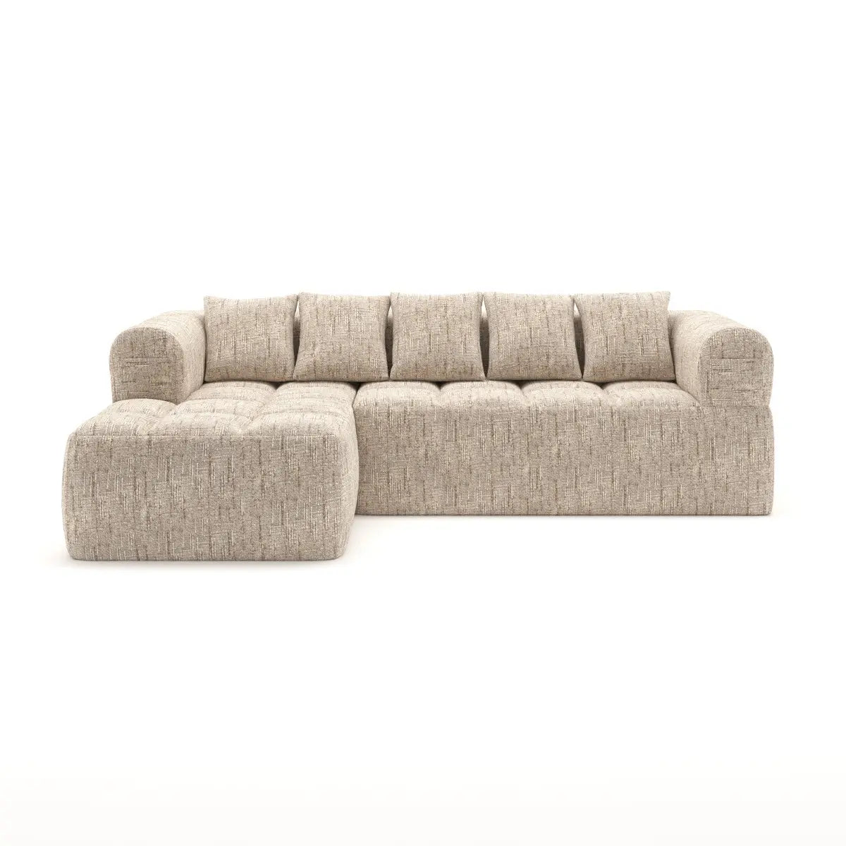 Sectionnel en tissu taupe | Confort Pocket Coil et mousse 30D