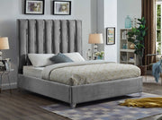 IF-5620 Lit Velours Gris Glam - Design Chrome Channel - Support Matelas