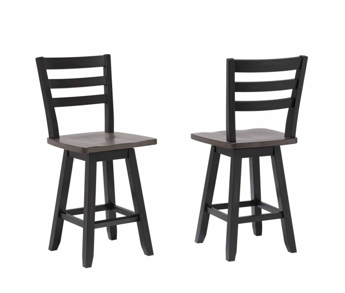 Ensemble de 2 Tabourets de Comptoir Artega - Chêne et Gris