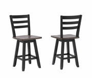 Ensemble de 2 Tabourets de Comptoir Artega - Chêne et Gris