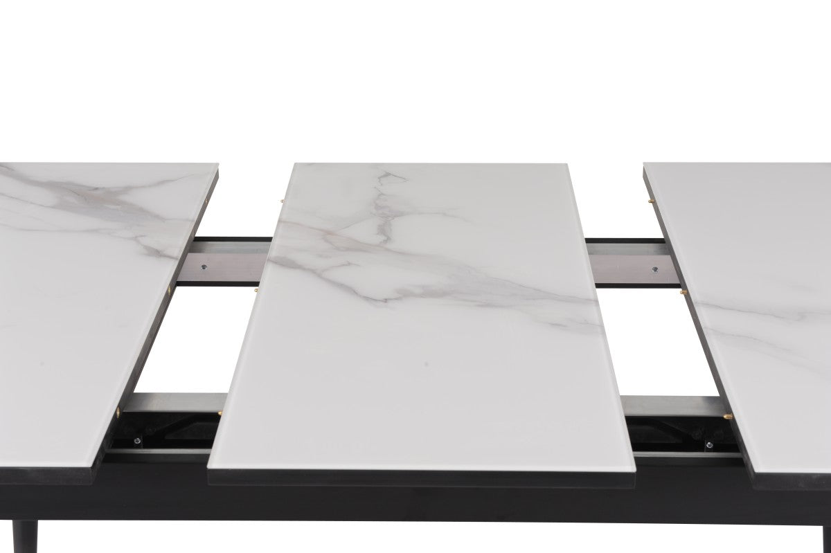 Fabian White Extendable Dining Table - Marble Effect