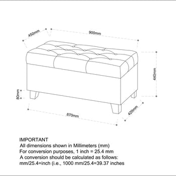 Harper Banc ottoman de rangement rectangulaire en charbon de bois ( Meuble Mtl )