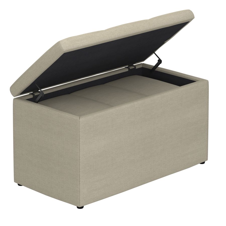 Levi Ensemble de 2 bancs ottomans de rangement rectangulaires en tissu beige ( Meuble Mtl )