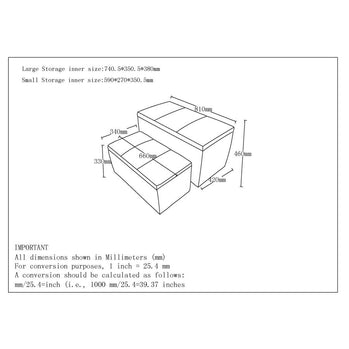 Levi Ensemble de 2 bancs ottomans de rangement rectangulaires en tissu beige ( Meuble Mtl )