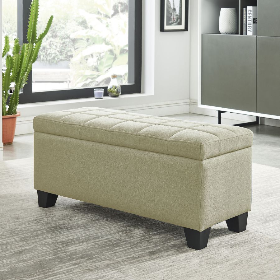 Banc ottoman de rangement rectangulaire Lila en beige ( Meuble Mtl )