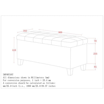 Banc ottoman de rangement rectangulaire Lila en beige ( Meuble Mtl )