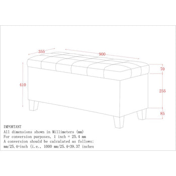 Banc ottoman de rangement rectangulaire Lila en noir ( Meuble Mtl )