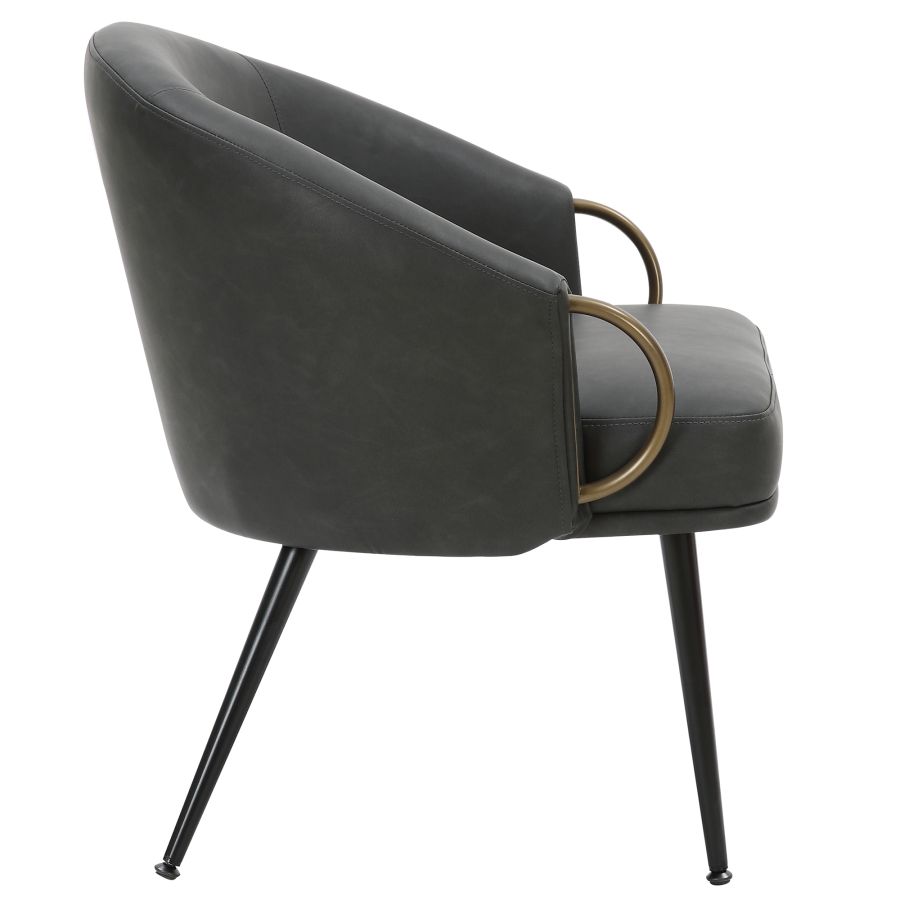 Chaise d'appoint Zita en similicuir anthracite vintage et noir et or vieilli ( Meuble Mtl )