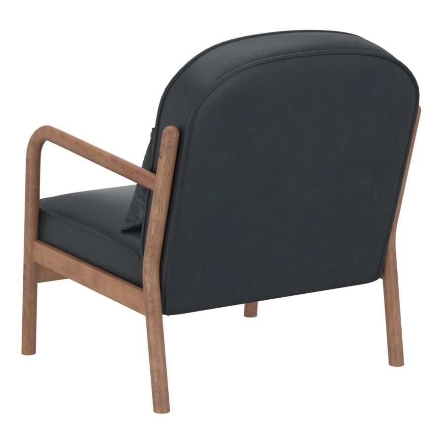 Chaise d'appoint Fani, simili cuir noir et noyer