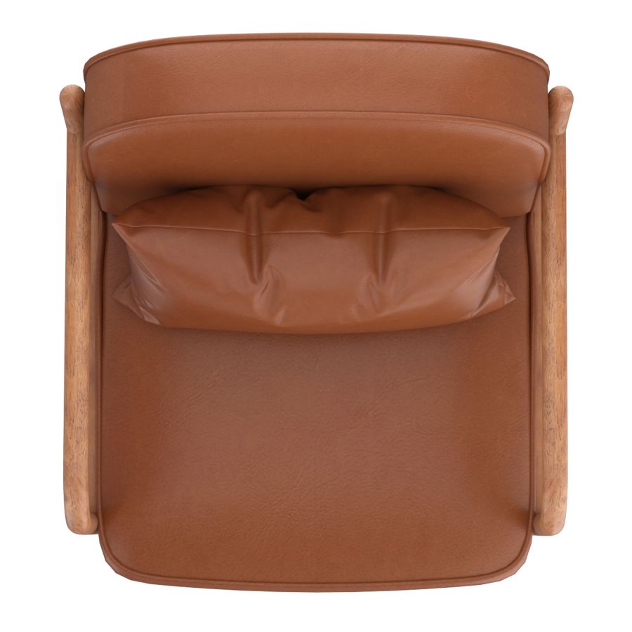 Chaise d'appoint Fani, simili cuir en selle et noyer