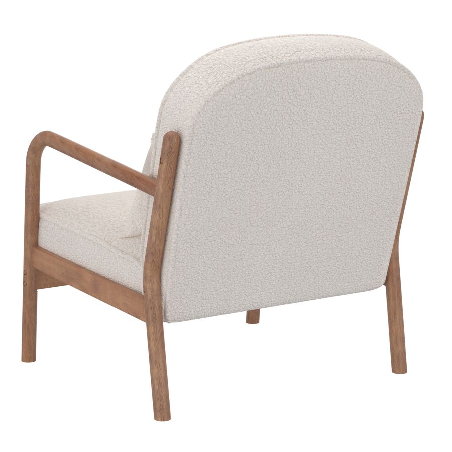 Chaise d'appoint Fani, tissu boucle blanc et noyer