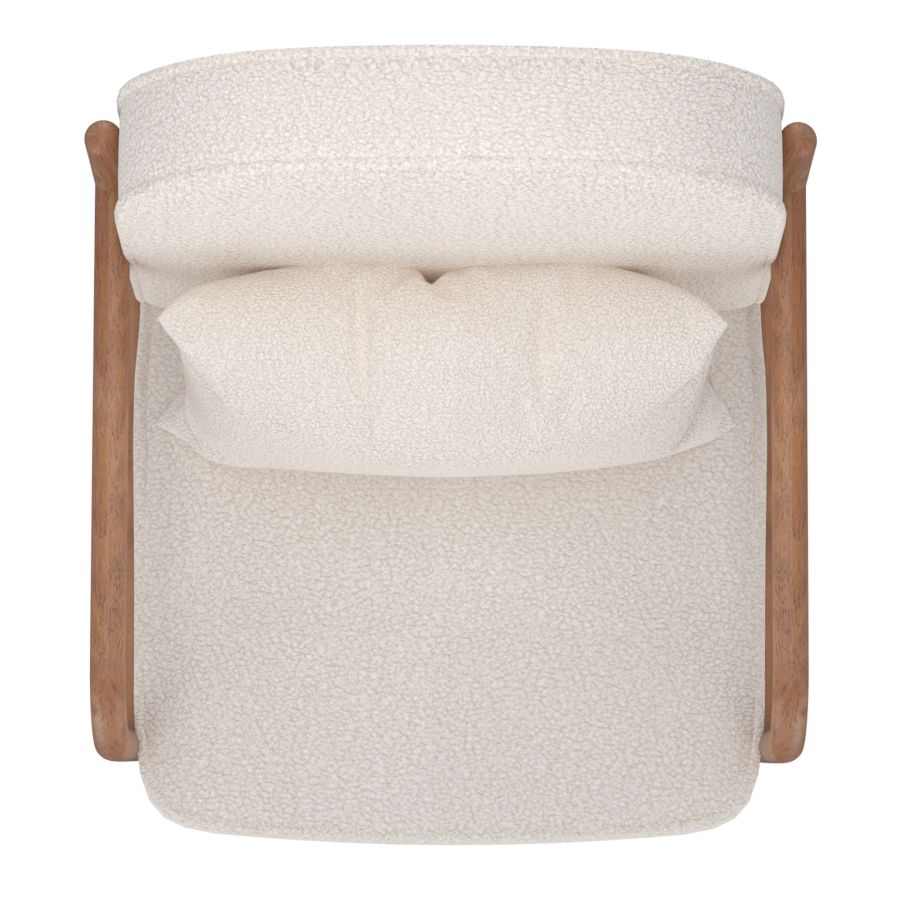Chaise d'appoint Fani, tissu boucle blanc et noyer