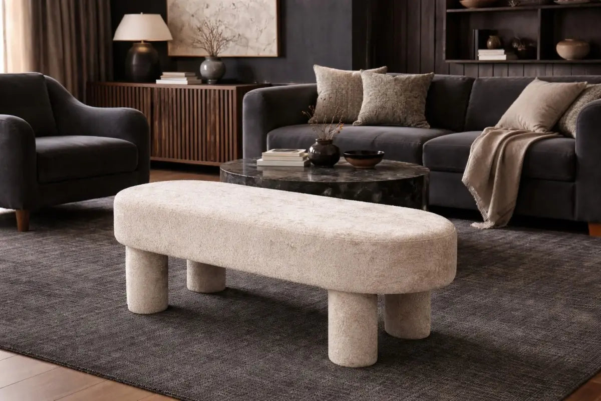 Banc d'appoint Eva moderne | Assise en tissu beige