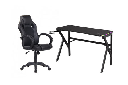 ENSEMBLE BUREAU ET CHAISE GAMING, NOIR ( Meuble Mtl )