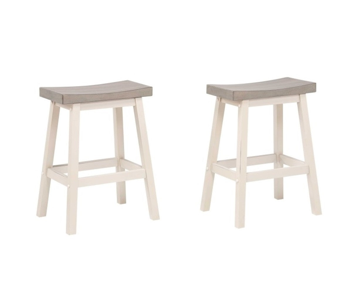 Set de 2 Tabourets de Comptoir Ashanti - Gris et Blanc