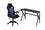 ENSEMBLE BUREAU ET CHAISE GAMING, BLEU/NOIR ( Meuble Mtl )