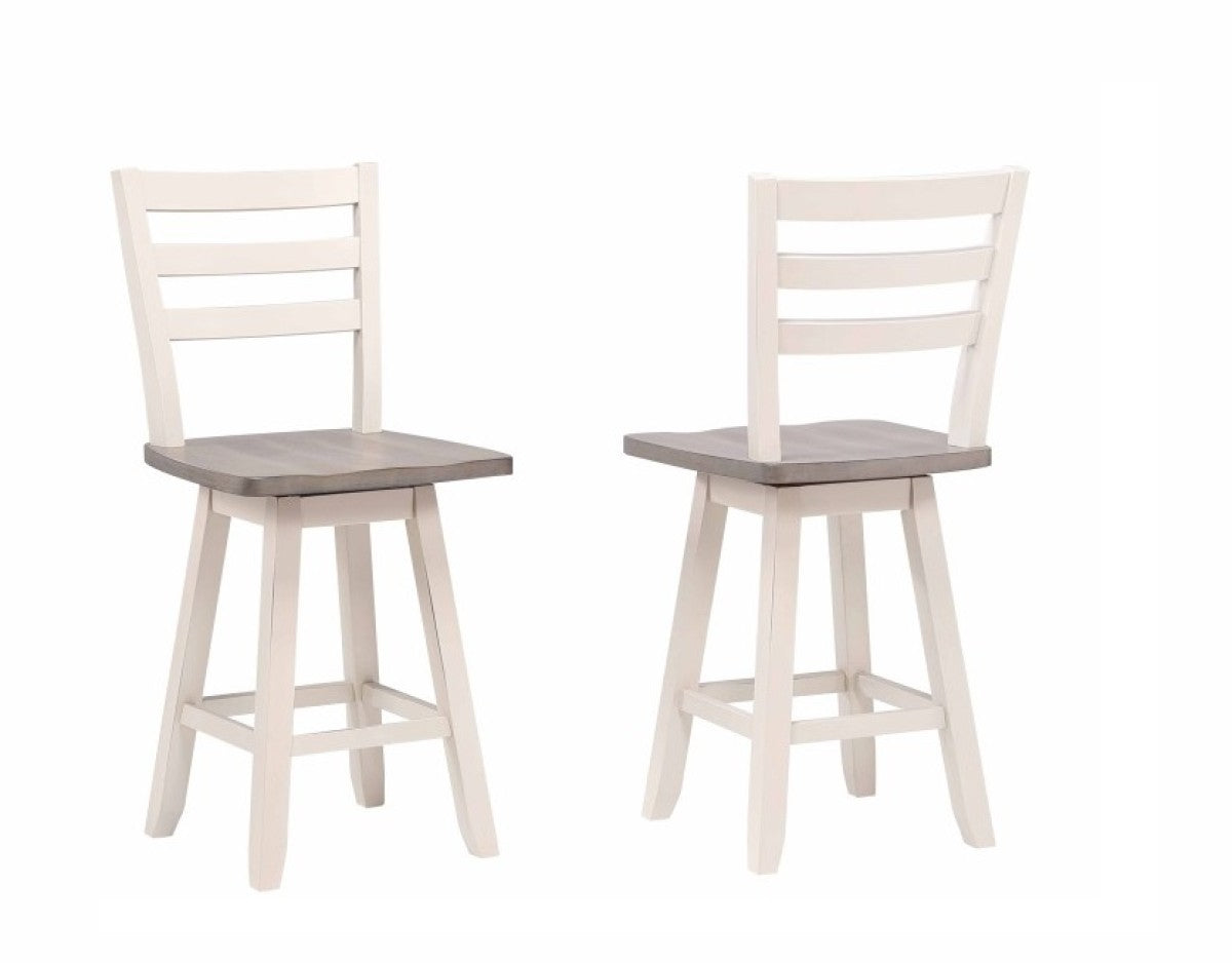 Ensemble de 2 Tabourets de Comptoir Artega - Gris et Blanc