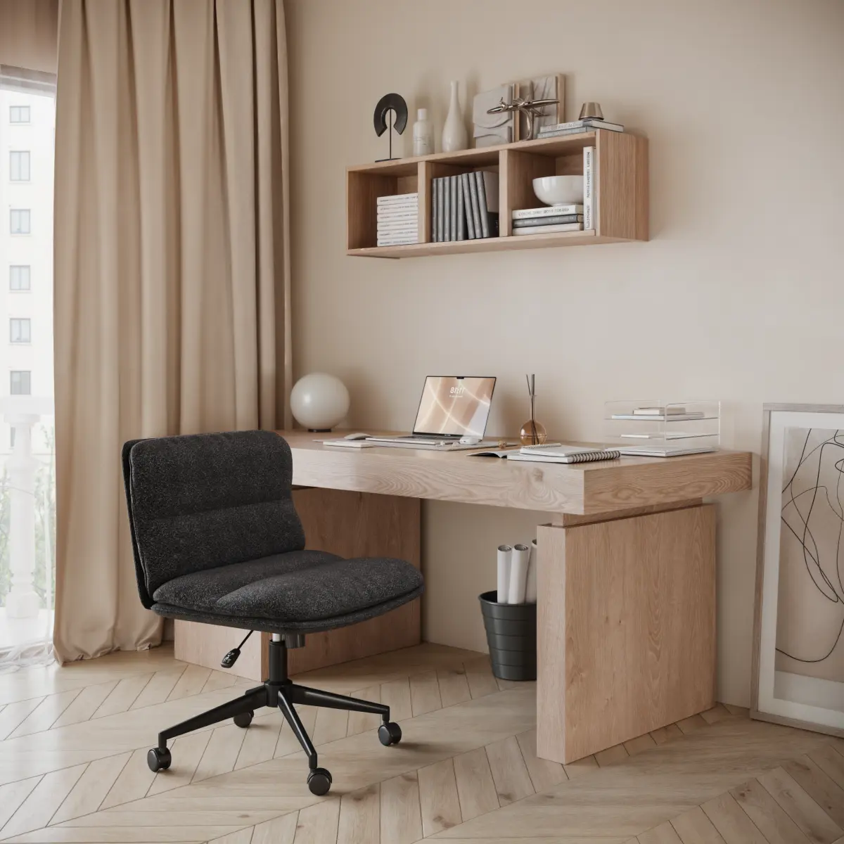 Chaise de travail Aimie Noire | Grand confort et mécanisme papillon