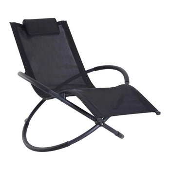 Chaise longue orbitale pliable à gravité zéro, chaise longue d'extérieur, chaise longue de jardin, chaise à bascule avec oreiller, noir