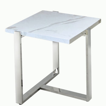 Table d'appoint Veno en blanc et argent( Meuble Mtl )