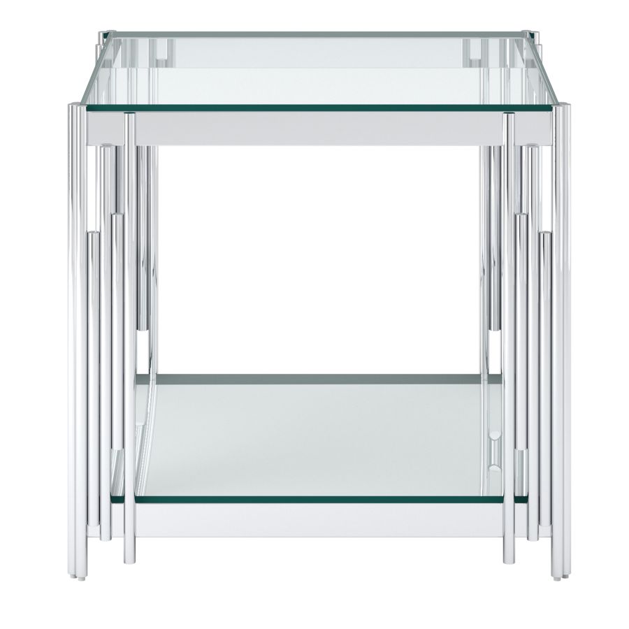 Grande table d'appoint Estrel en argent ( Meuble Mtl )