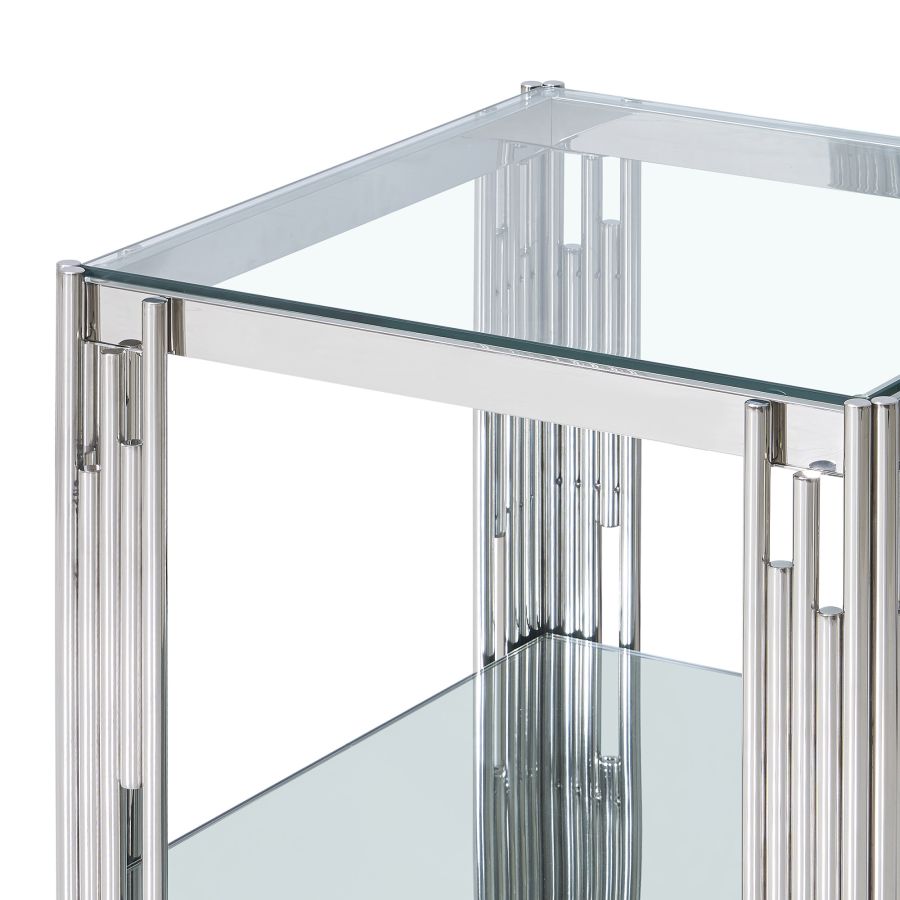 Grande table d'appoint Estrel en argent ( Meuble Mtl )