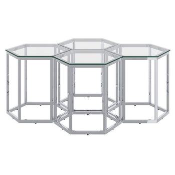 Ensemble de table d'appoint Fleur 4 pièces en argent ( Meuble Mtl ) 