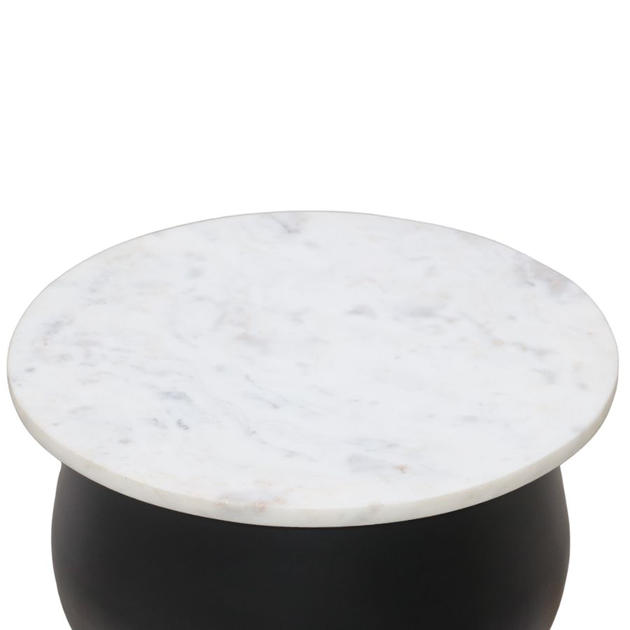 Table d'appoint Alora en noir et blanc et or brossé