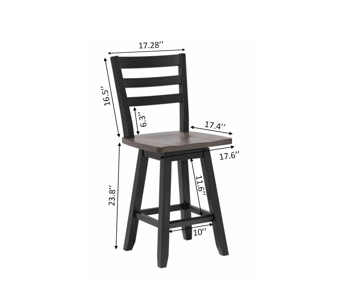 Ensemble de 2 Tabourets de Comptoir Artega - Chêne et Gris