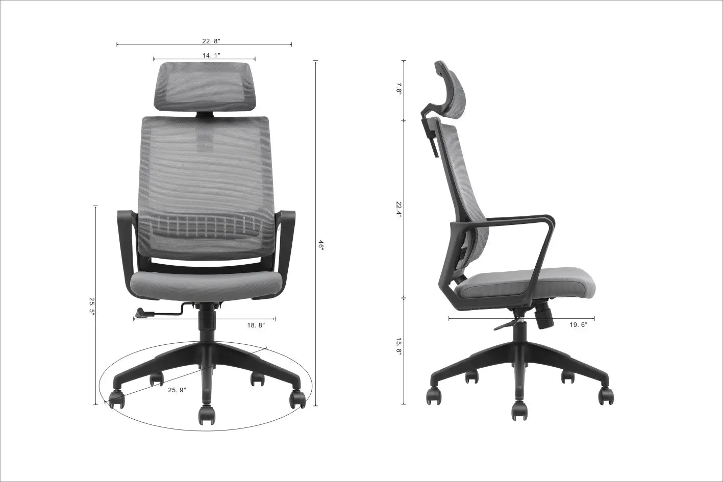 Modern Grey Office Chair | Lumbar Support and Synchro Mechanism